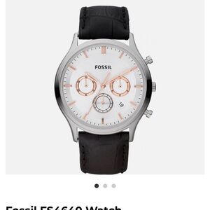 Fossil FS460 Silver with Black Band Men’s Watch